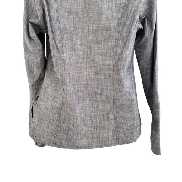 Columbia Shirt Women Small Chambray Double Breast Pockets Button Down Gray - Picture 6 of 11